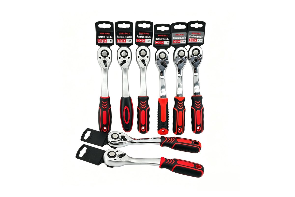 Reversible ratchet wrench set, red handles — PPRROFORCE